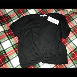 Black crop top shirt, with twist in front